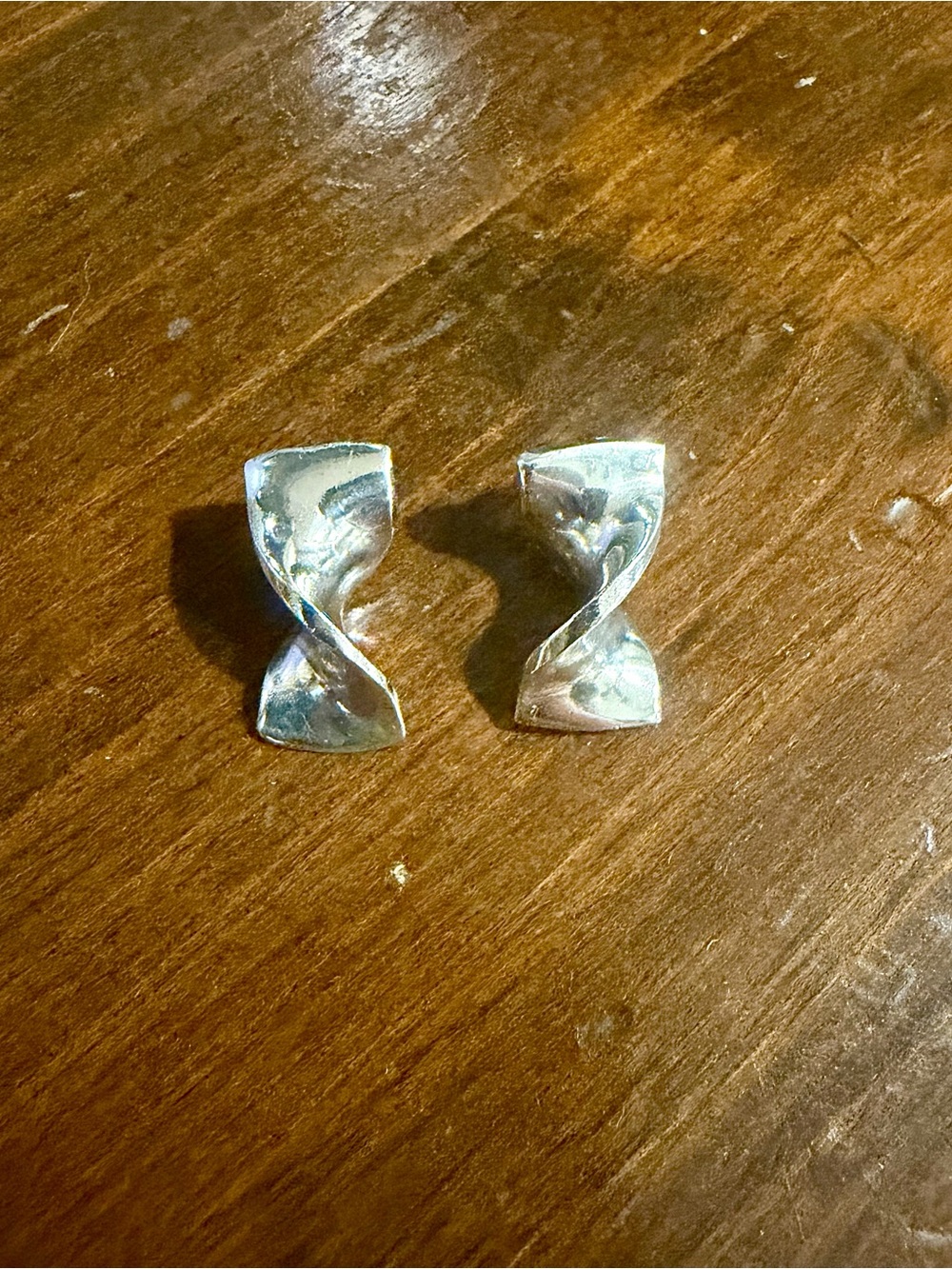Sterling Silver Minimalist Twisted Ribbon Stud Earrings